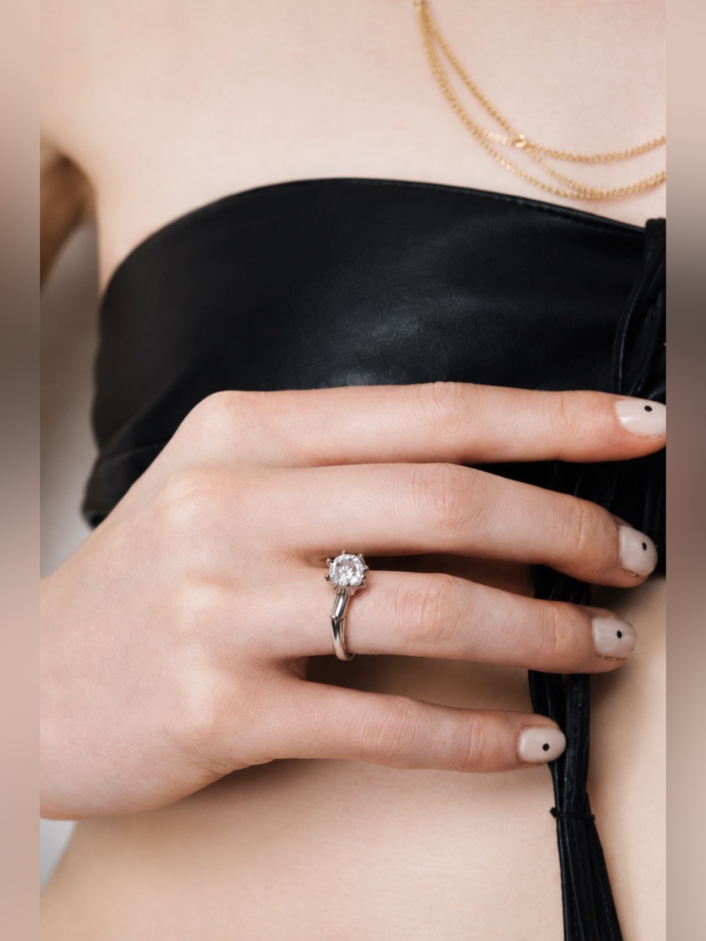 Elegant Silver Cubic Zirconia Solitaire Ring | Minimalist Statement Jewelry